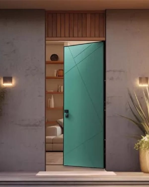 Porta blindata Bertolotto con rivestimento verde petrolio